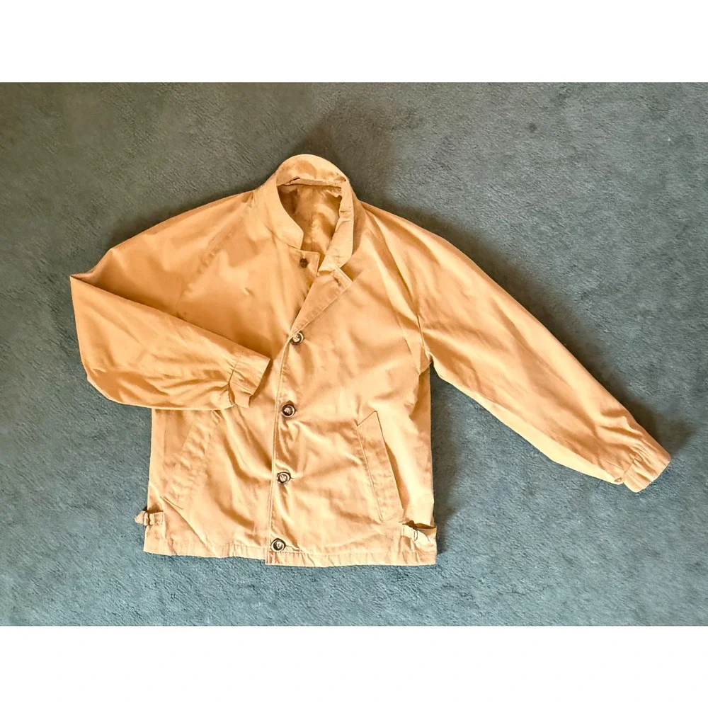 Vintage Mighty Mac Jacket Mens Size 38 Tan Cotton Lined Button Front USA Made